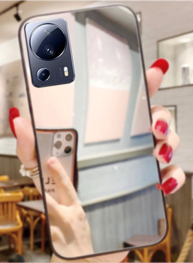 镜面纯色补妆镜适用小米Civi2手机壳civi3硅胶vici1s网红13x女mix4小众12sultra全包11Pro新款红米note10防摔