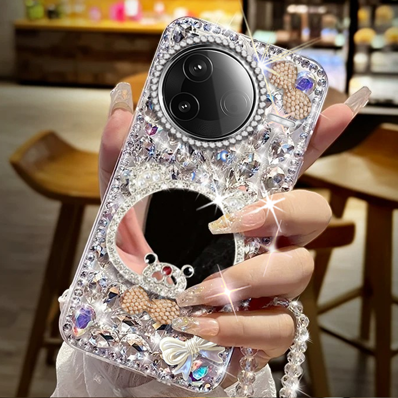 带镜子奢华满钻适用redmi红米K80手机壳网红turbo3/2026年K70E巨好看12镶钻1S新款高级感2外壳13X防摔turbo4
