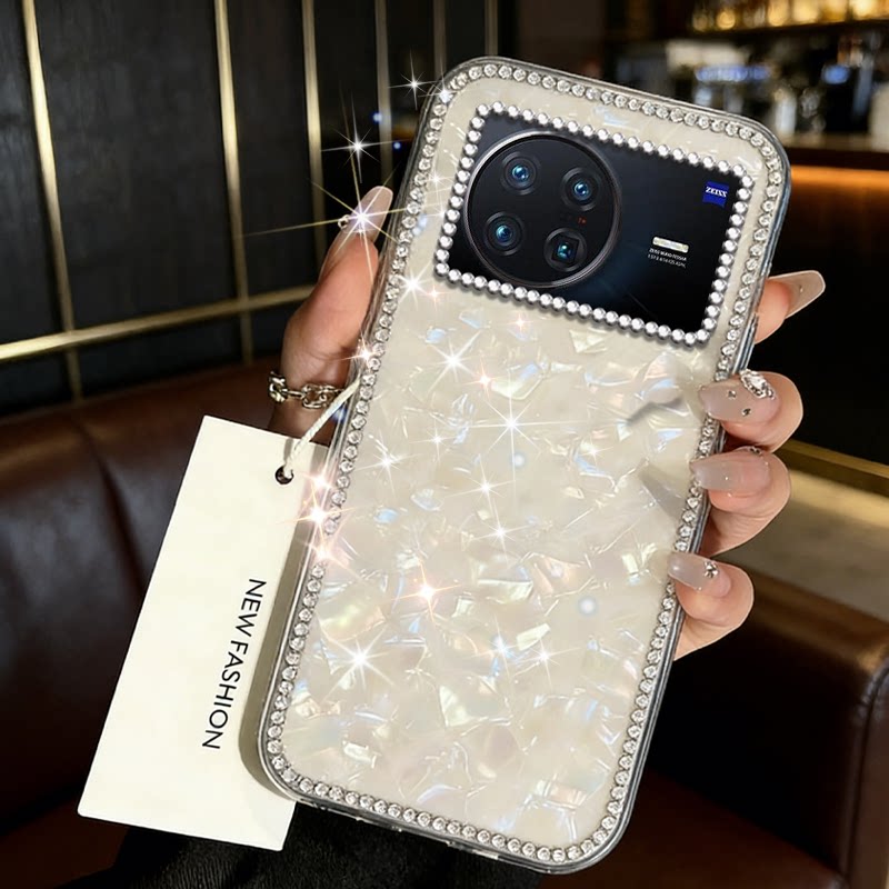 高级镶钻七彩贝壳适用红米K90手机壳/2026年15+小众K80硅胶4全包K80冠军版防摔12Ultra网红5新款12R高级感13