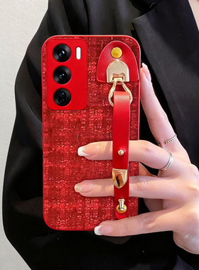 红色喜庆布艺小香风适用OPPOReno12手机壳女款K11x高级感8S+全包A6max秋冬4se外壳5毛绒3新款A5 小众3元气版