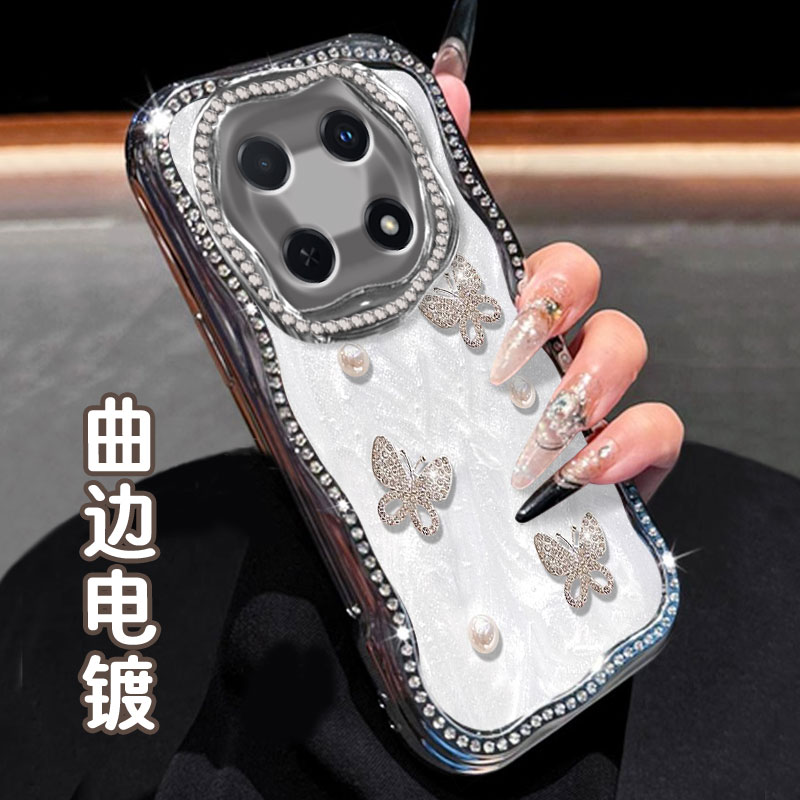 电镀奶油镶钻珠光白，不掉钻，不掉漆