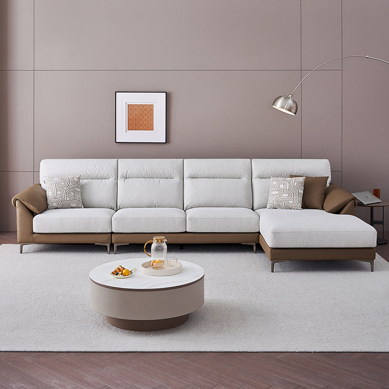 全友家居家私正品 门店同款 时尚简约 23632 L型转角绒布布皮沙发