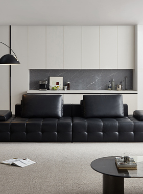 全友家居 门店款 22862A 20598可选劳伦斯一字型直排真牛皮艺沙发