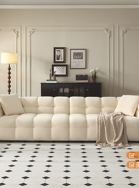 全友家居 门店同款 203015 A 多色一字型直排仿羊羔绒布艺沙发