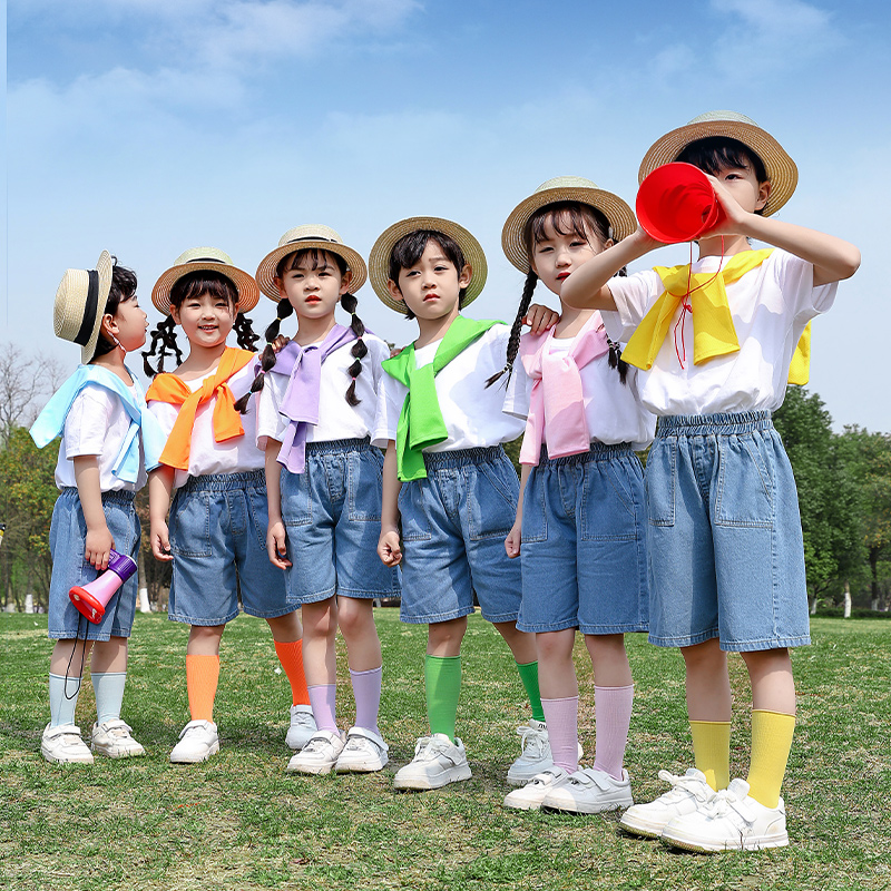 六一儿童节演出服装小学生运动会啦啦队短裤套装幼儿园毕业照班服
