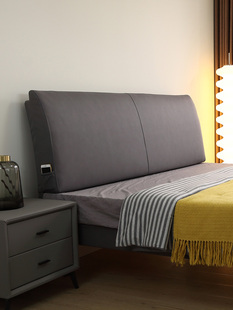 踏踏米无床头软包大靠背铁艺高级主卧2023新款科技布1米8靠垫自粘