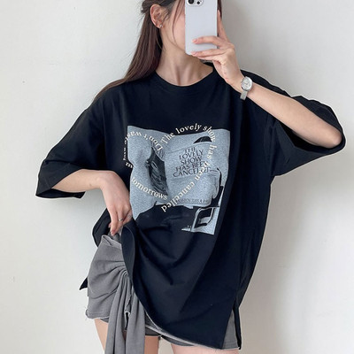 时尚起义lovely字母宽松短袖T恤