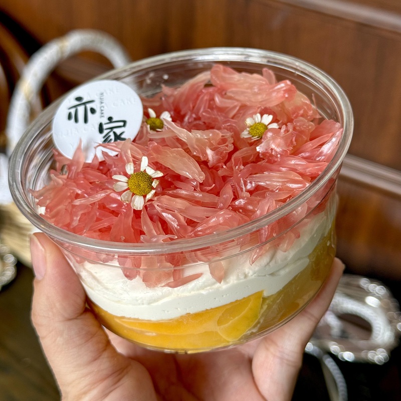 固体杨枝甘露打包盒芒果千层慕斯蛋糕4寸打包碗高透商用包装盒子