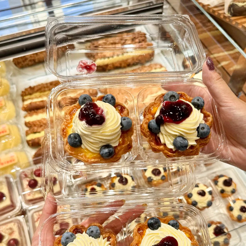 两个装2粒太阳花蛋挞打包盒透明烘焙西点花边可颂蛋挞加高包装盒