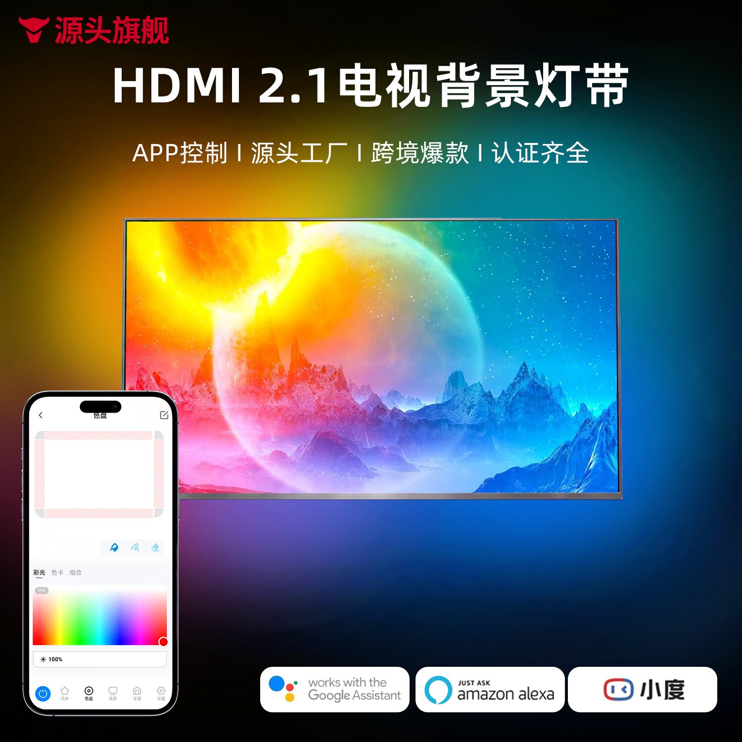 HDMI2.1电视游戏机背景灯带涂鸦智能流光幻彩hdmirgb声光同步灯条