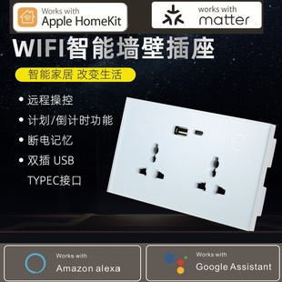 Matter墙壁插座 智能147插座Zigbee苹果Homekit直连带USB Type C