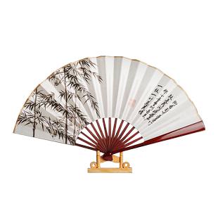 燃灯10寸墨竹风雅古风扇子折扇中国风空白纸扇男士广告扇支持定制