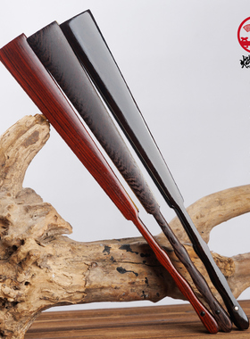 燃灯实木全芯折扇鸡翅木红木黑檀乌木文玩扇子古风空白宣纸扇面