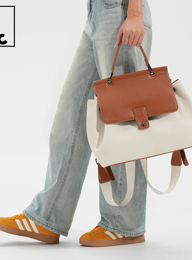 potomac帆布双肩包撞色拼接包包女可单肩手拎原创设计帆布包