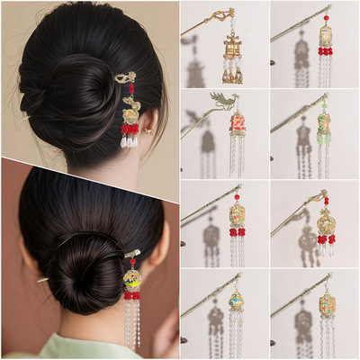 古风发簪流苏发光灯笼簪子挽发宫廷旗袍头饰气质百搭发饰品批发女