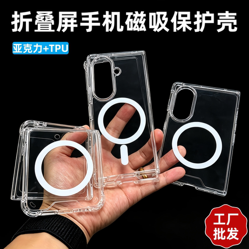 适用三星折叠手机磁吸透明手机壳