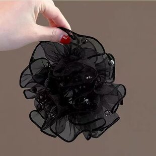 韩国新款 网纱木耳边大肠发圈高级感扎马尾头绳丸子头发绳头饰发饰