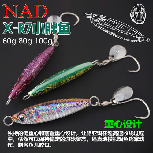 NAD那点XR7小胖鱼远投铁板路亚饵船钓海钓岸投3D仿真鲅鱼马鲛黄鰹