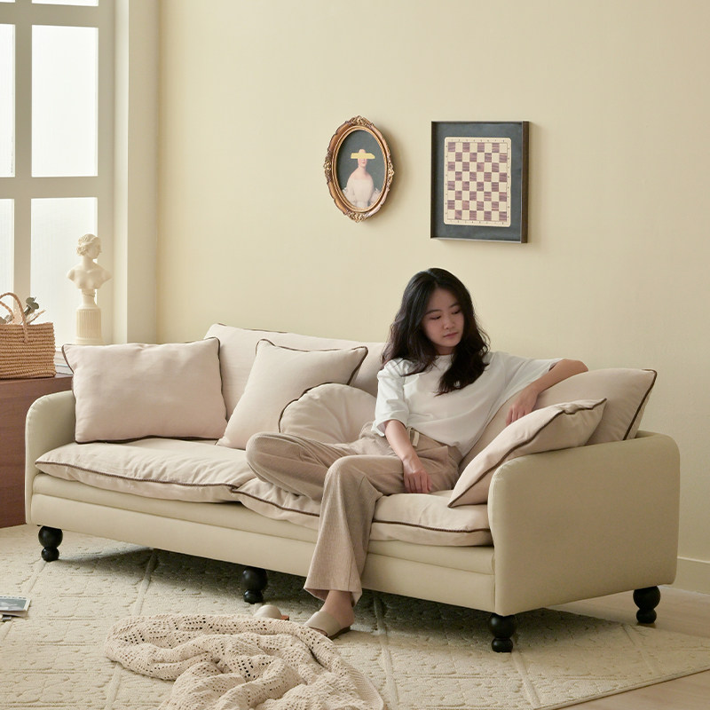 作壳ZOK|丹麦设计|布艺沙发现代简约客厅法式奶油风直排羽绒沙发