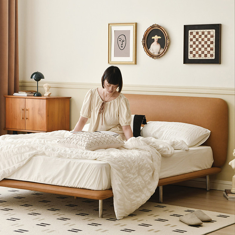 作壳ZOK|丹麦设计|卧室1.8米双人床北欧意式简约软包轻复古皮艺床