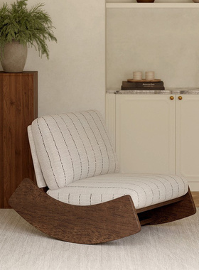 ZOK作壳|丹麦设计|侘寂风摇摇椅新中式阳台躺椅北欧懒人休闲椅子