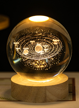 水晶球桌面摆件发光小夜灯太空人星空玻璃球生日毕业小礼物男女生