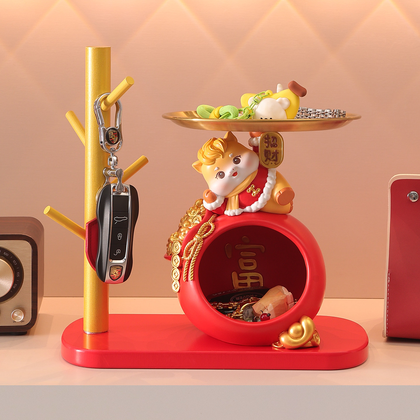 2026新年马年吉祥物入户玄关钥匙收纳摆件客厅家居电视鞋柜装饰品,家居饰品,装饰摆件,淘宝优惠券,粉丝福利购,淘宝优惠卷