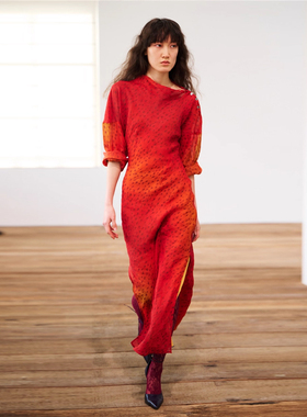 【SAMUEL GUI YANG】hug 2025秋冬新中式小鱼印花旗袍连衣裙