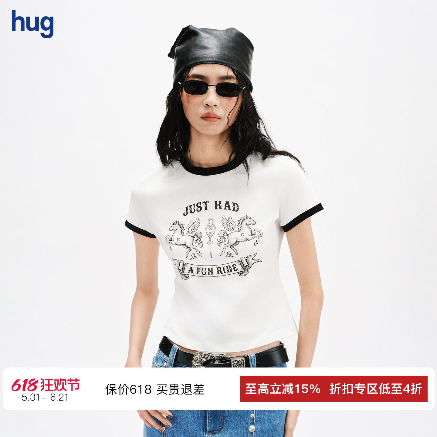 【MARKGONG】hug 2026早春新款FUN RIDE MILK ME印花短袖T恤