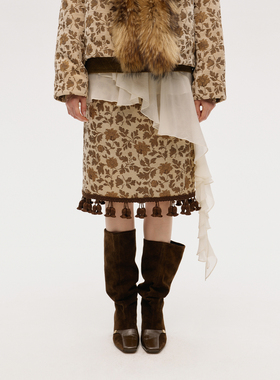 【ICE DUST】hug 2025秋冬新款提花流苏半裙