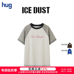【ICE DUST】hug 2026早春新款插肩袖撞色LOGOT恤icedust
