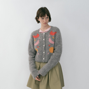 hug DIRECTION 2026早春星月系列费尔岛配色拉毛针织开衫