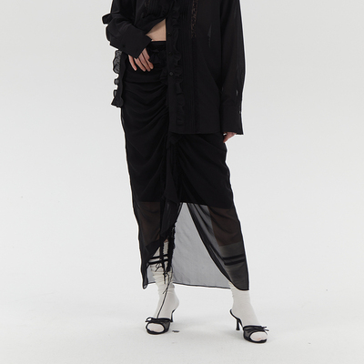 【ASSIGNMENTS】hug 2025早春新款纯色长款半身裙花边流苏半裙