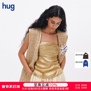 【ICE DUST】hug 2026早春新款褶皱金色抹胸icedust