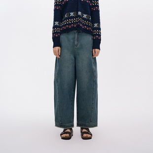 【ICE DUST】hug 2026早春新款弯刀灯笼型阔腿牛仔裤icedust