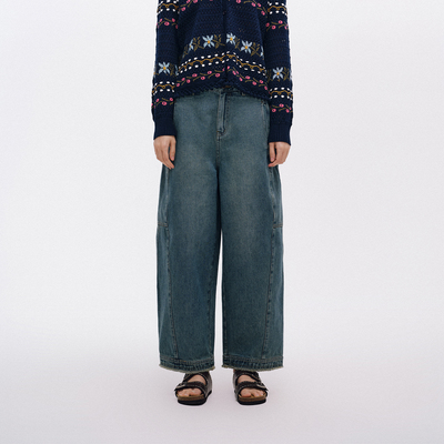 【ICE DUST】hug 2026早春新款弯刀灯笼型阔腿牛仔裤icedust