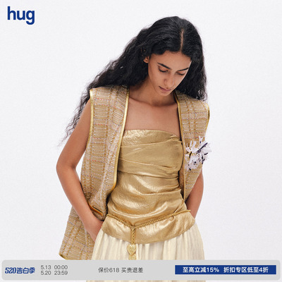 【ICE DUST】hug 2026早春新款褶皱金色抹胸icedust