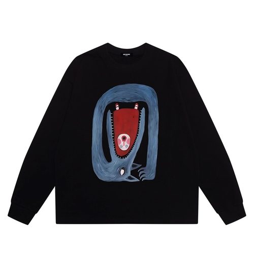 WE11DONE CDG*25AW小众潮牌动漫印花情侣重磅纯棉宽松打底衫t恤男