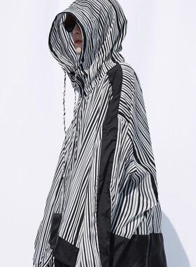 Florki Blur*25SS小众潮牌条纹拼色防晒衣情侣款户外透气冰丝外套