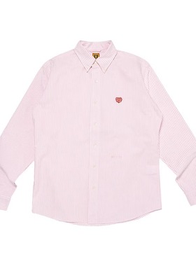 HMMD*25AW日系潮牌复古纯色条纹情侣款纯棉休闲宽松长袖衬衫男