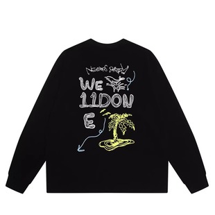 男 25AW小众潮牌涂鸦印花情侣宽松重磅纯棉t恤打底衫 WE11DONE CDG