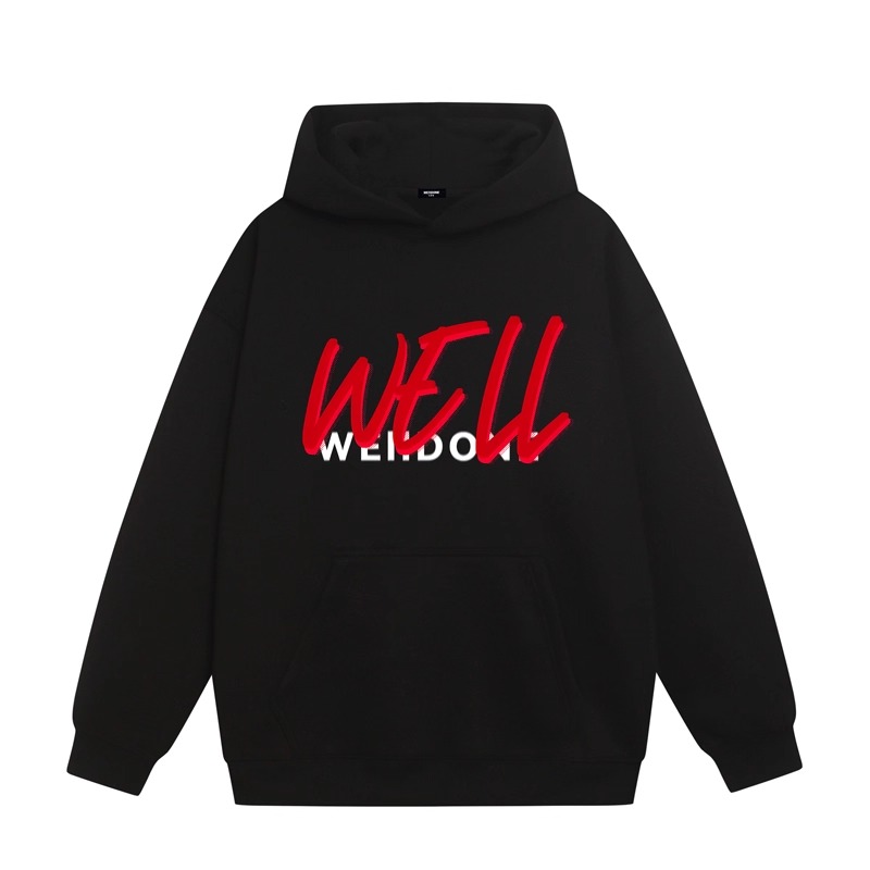 WE11DONE CDG *25AW小众潮牌高街字母印花情侣款加绒连帽卫衣男