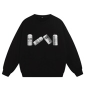 WE11DONE CDG 25AW小众潮牌字母瓶子印花情侣百搭加绒圆领卫衣男