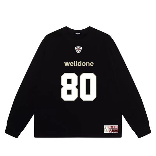 WE11DONE CDG*25AW小众潮牌数字印花情侣款宽松纯棉长袖t恤打底衫