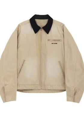 WELLDONE水洗做旧磨破刺绣字母工装夹克美式宽松休闲潮牌加厚外套