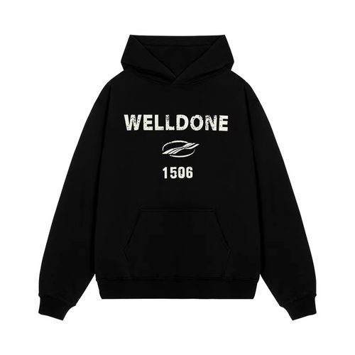 WE11DONE TRACK*25AW美式潮牌破坏1506情侣设计感休闲连帽卫衣男