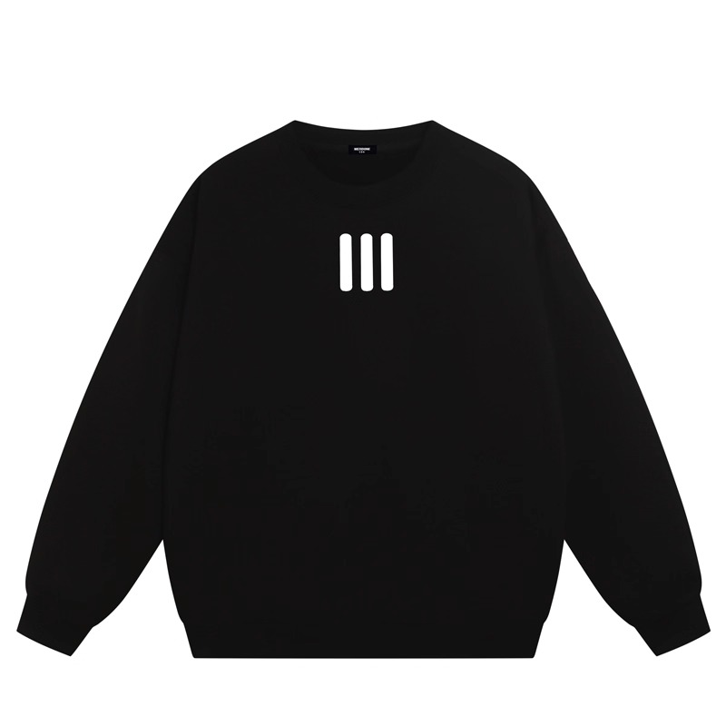 WE11DONE CDG*25AW美式潮牌三条杠印花情侣重磅宽松加绒圆领卫衣