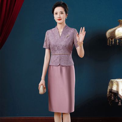 喜婆婆婚礼假两件套连衣裙夏高端