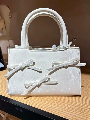 Портативная универсальная сумка через плечо с бантиком, небольшая сумка, в корейском стиле