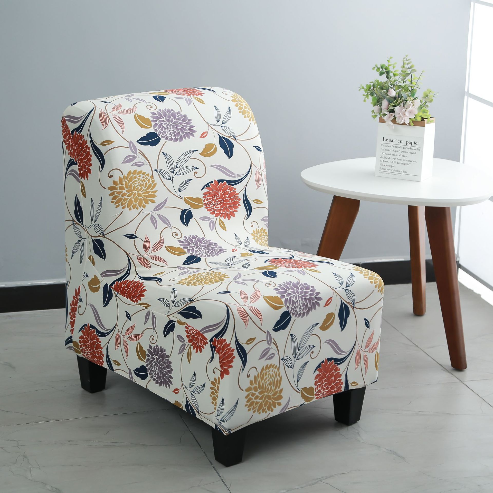 加厚弹力无扶手小单人沙发套罩笠